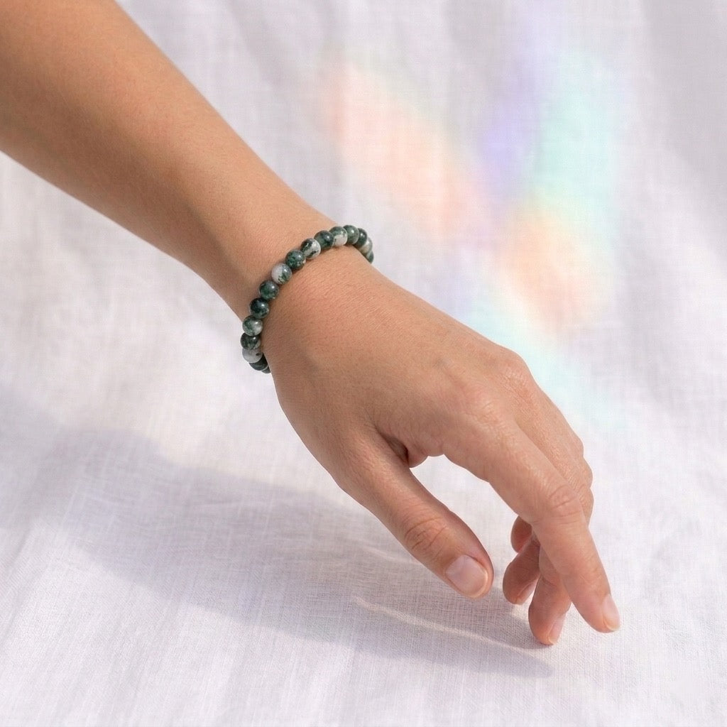 agate-mousse-bracelet-perles-6mm-portee - Shop star