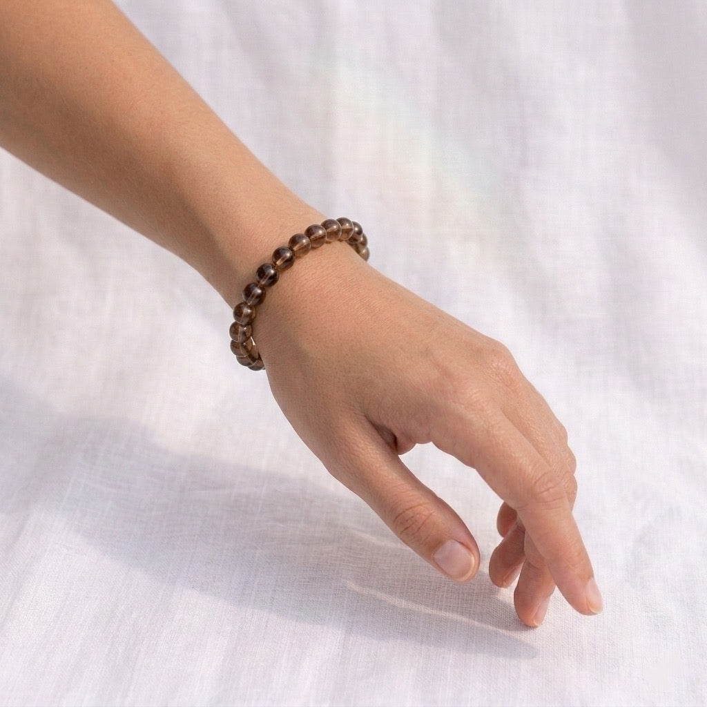 quartz-fume-bracelet-perles-6mm-portee - Shop star