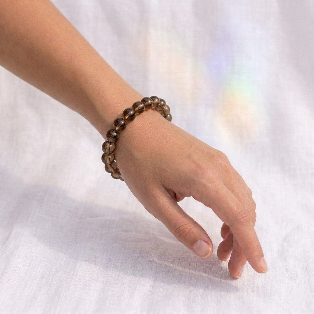 quartz-fume-bracelet-perles-8mm-portee - Shop star